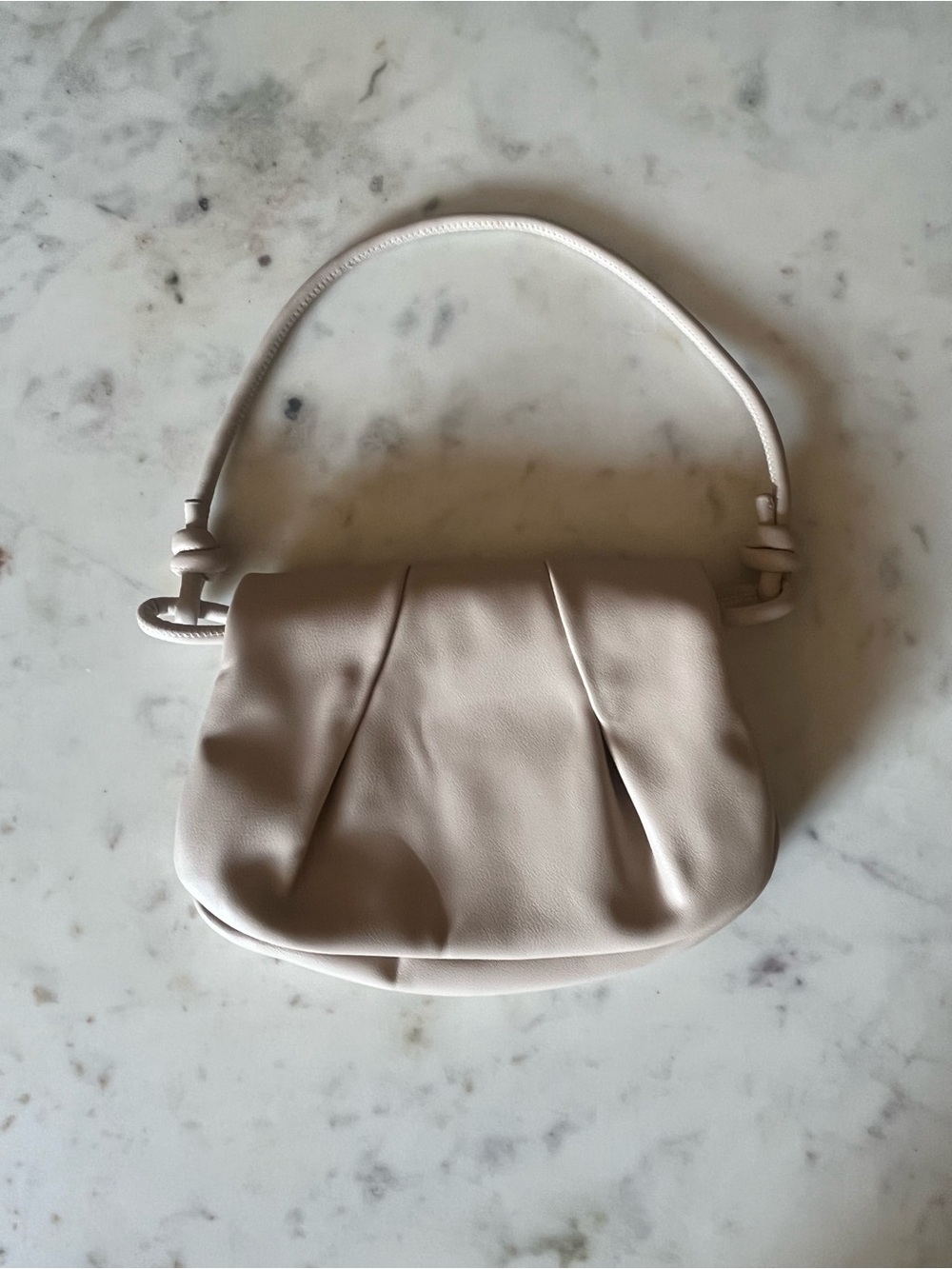 BCBGMaxAzaria Soft Pleated Cream Shoulder Bag